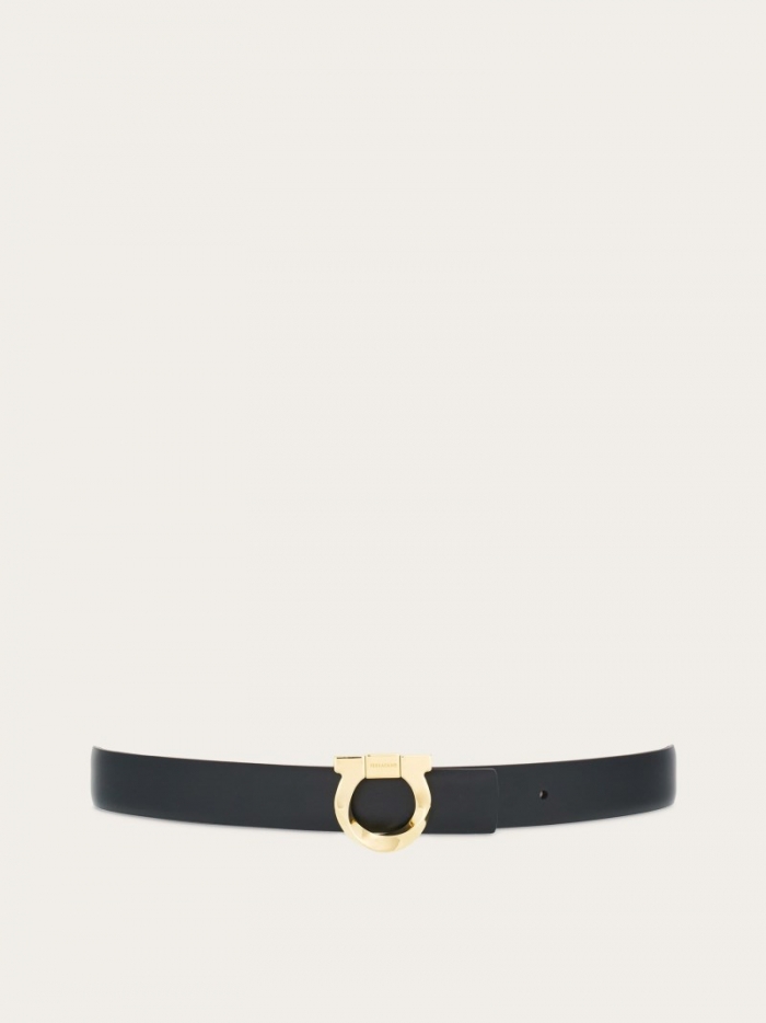 Ferragamo Women's Reversible Belt With Torchon Gancini - Black/Flame Red | Quick Ship!
