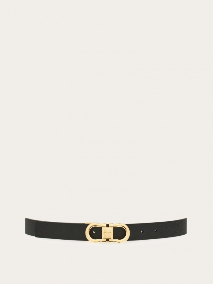 Ferragamo Women's Adjustable And Reversible Gancini Belt - Black/Cognac | Quick Ship!