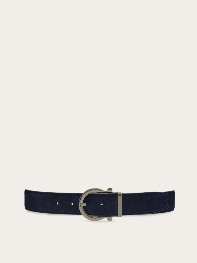 Ferragamo Men's Adjustable Gancini Belt - Navy Blue | Quick Ship!