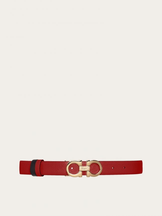 Ferragamo Women's Reversible And Adjustable Gancini Belt - Lipstick Red/Black | Quick Ship!