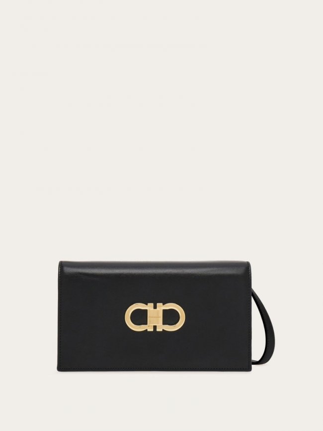 Ferragamo Women's Double Gancini Mini Bag - Black/Flame Red | Quick Ship!