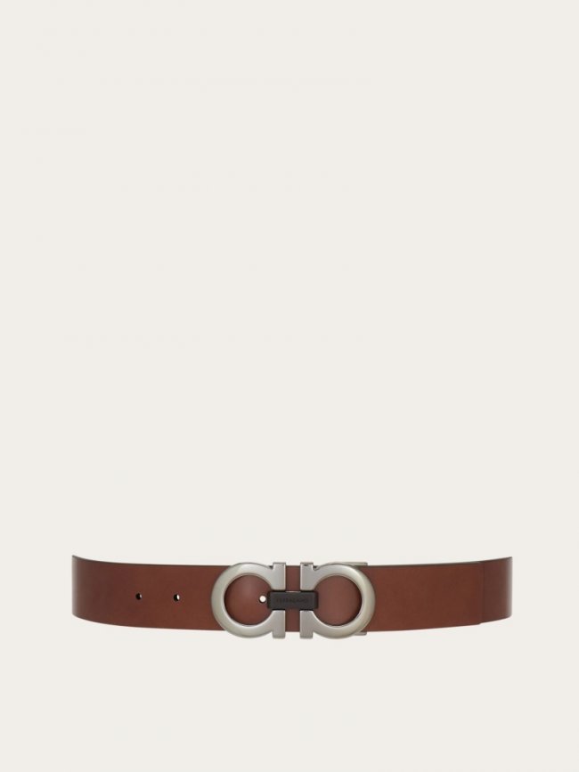 Ferragamo Men's Reversible And Adjustable Gancini Belt - Brown/Black | Quick Ship!