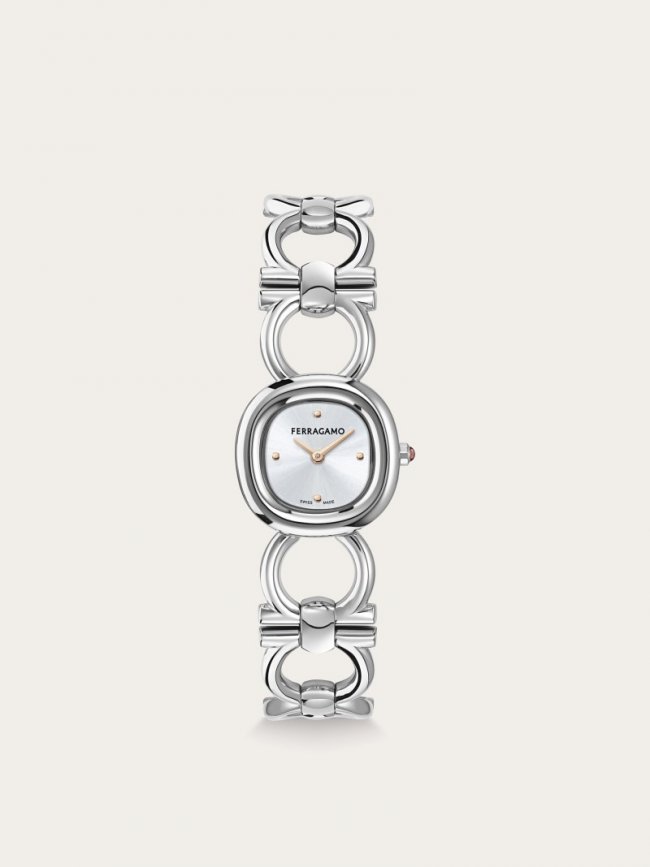 Ferragamo Women's Double Gancini Watch - Stainless Steel/White Silver | Quick Ship!