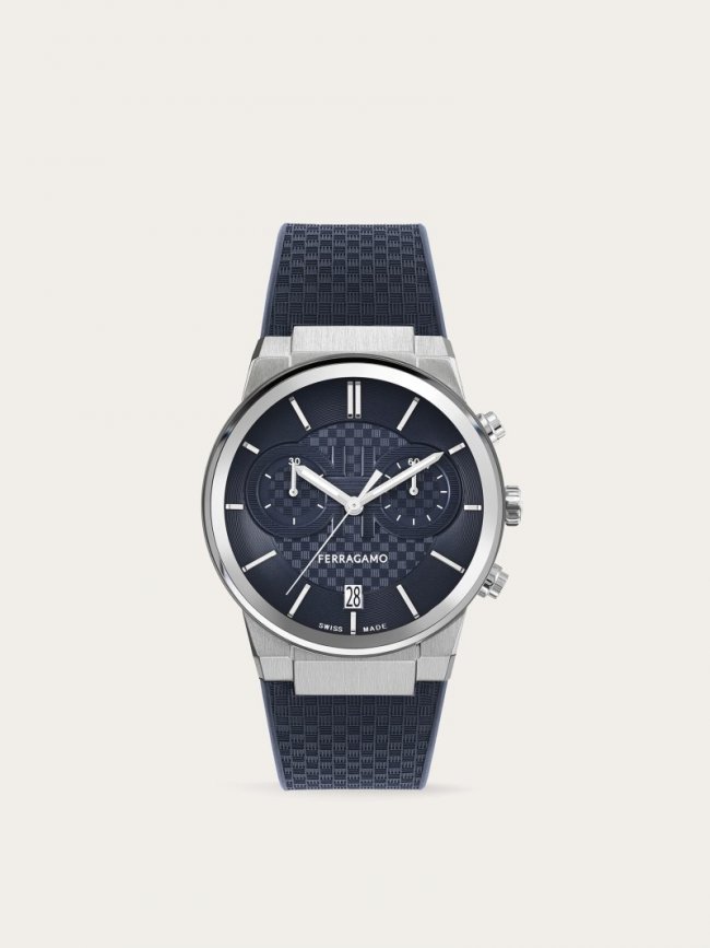 Ferragamo Men's Sapphire Chrono Watch - Steel/Blue | Quick Ship!