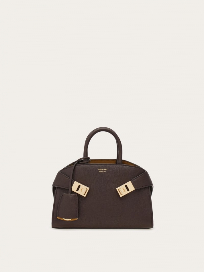 Ferragamo Women's Hug Bicolor Handbag - Testa Di Moro/Burnt Ocher | Quick Ship!
