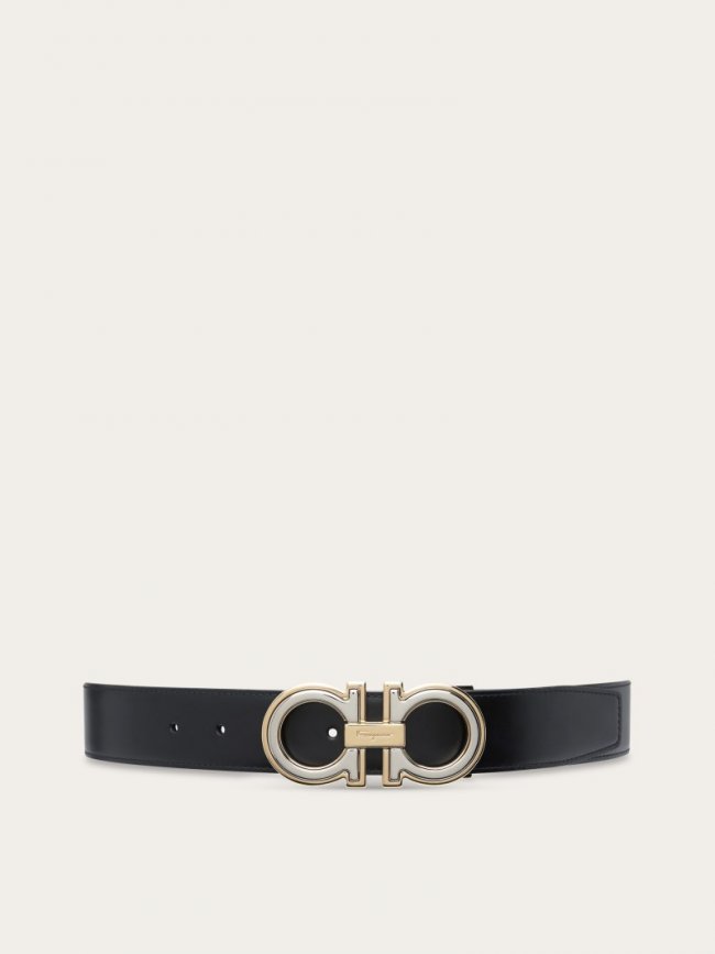 Ferragamo Men's Reversible And Adjustable Gancini Belt - Black/Cocoa | Quick Ship!