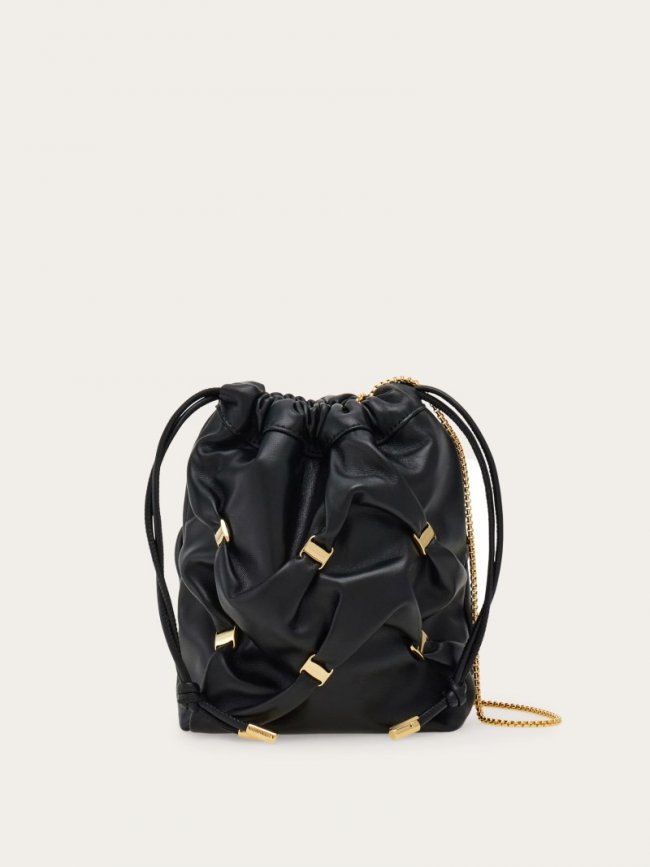 Ferragamo Women's Mini Bucket Bag With Vara Bows - Black | Quick Ship!