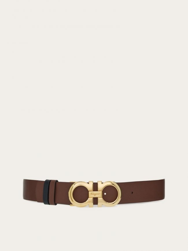 Ferragamo Women's Reversible And Adjustable Gancini Belt - Cocoa/Black | Quick Ship!