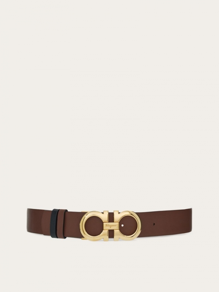Ferragamo Women's Reversible And Adjustable Gancini Belt - Cocoa/Black | Quick Ship!