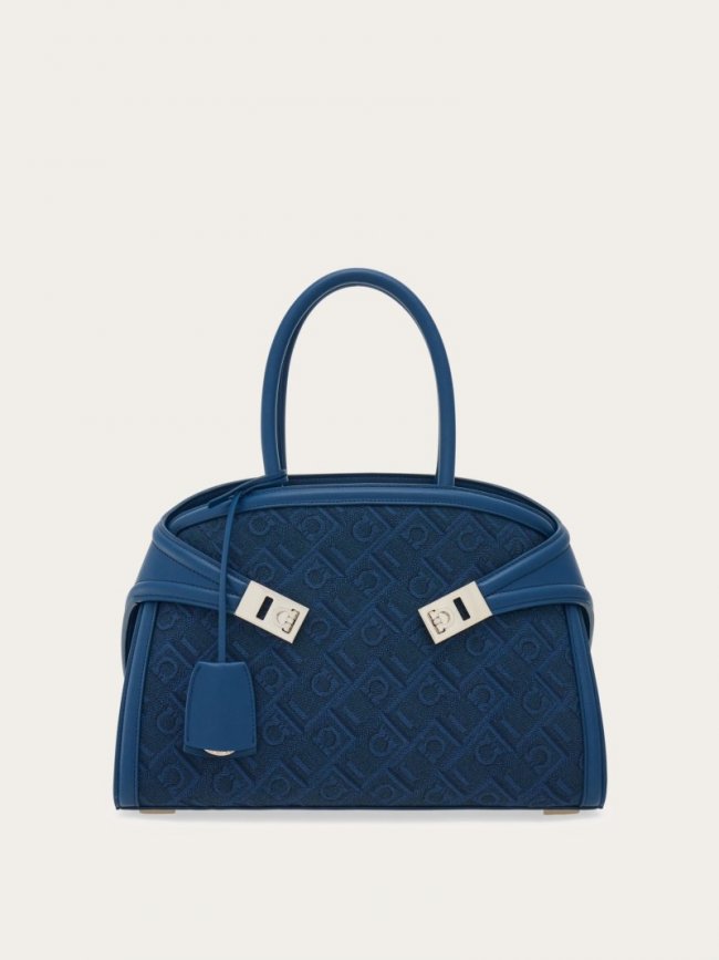 Ferragamo Women's Hug Monogram Handbag - Teal Blue | Quick Ship!