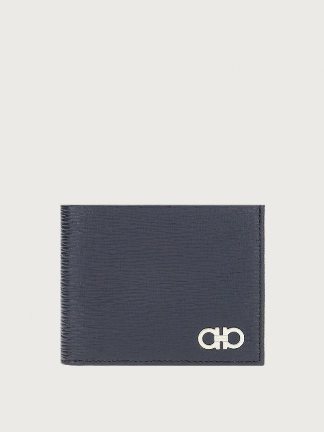 Ferragamo Men's Gancini Wallet With Id Window - Deep Ocean/Black | Quick Ship!