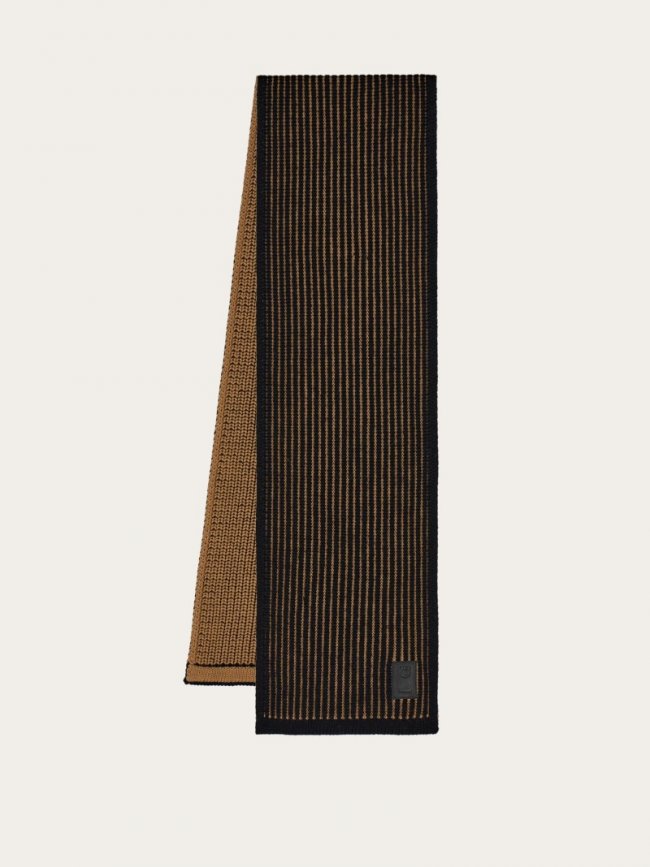 Ferragamo Men's Two-Tone Scarf - Black/Camel | Quick Ship!
