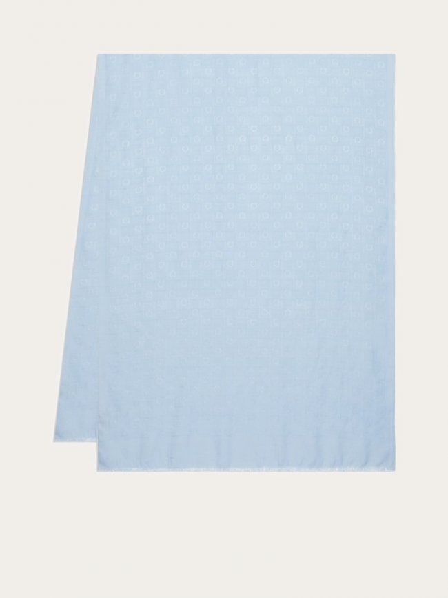 Ferragamo Women's Monogram Jacquard Stole - Light Blue | Quick Ship!