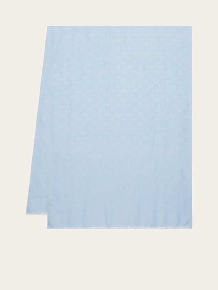 Ferragamo Women's Monogram Jacquard Stole - Light Blue | Quick Ship!