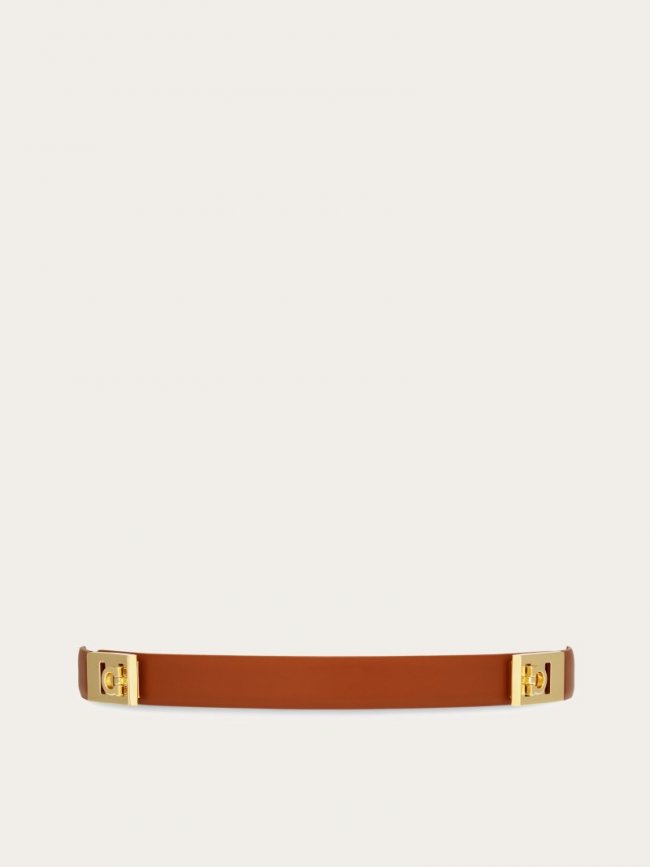 Ferragamo Women's Extendable Hug Belt - Cognac/Natural Beige | Quick Ship!