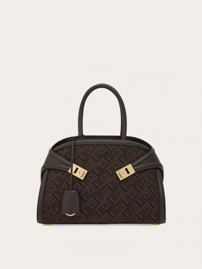 Ferragamo Women's Hug Monogram Handbag - Espresso | Quick Ship!