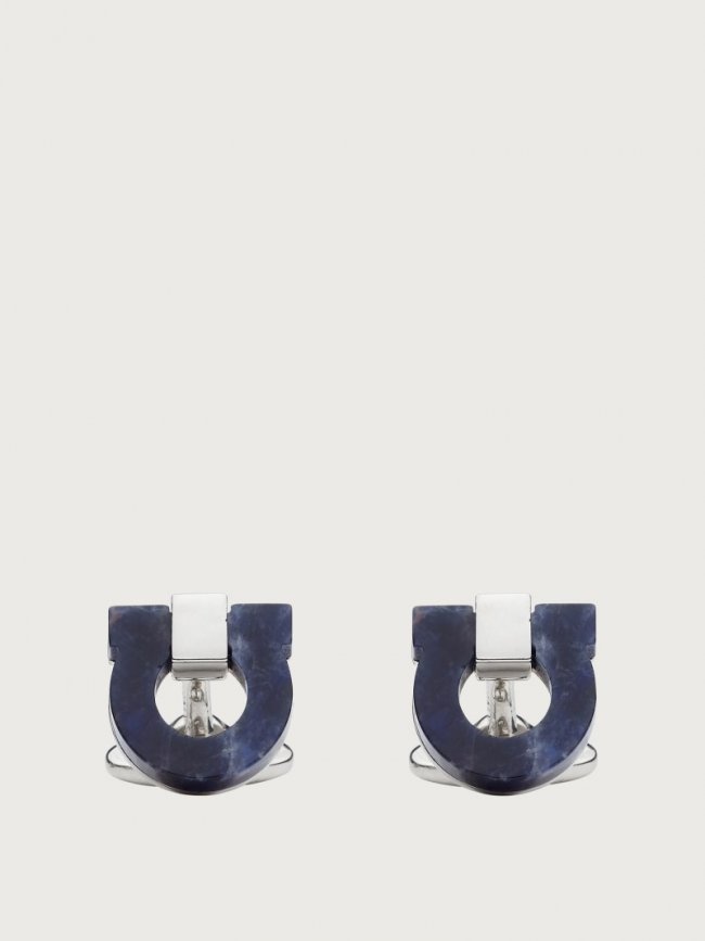 Ferragamo Men's Gancini Cufflinks - Blue/Palladium | Quick Ship!