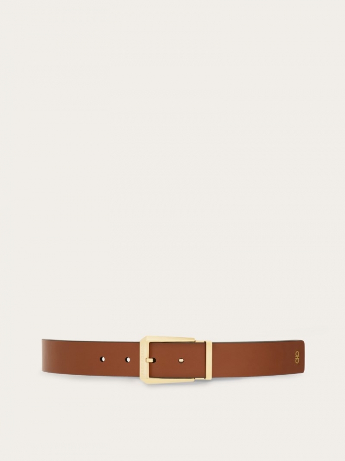 Ferragamo Men's Reversible And Adjustable Belt - Cognac/Black | Quick Ship!