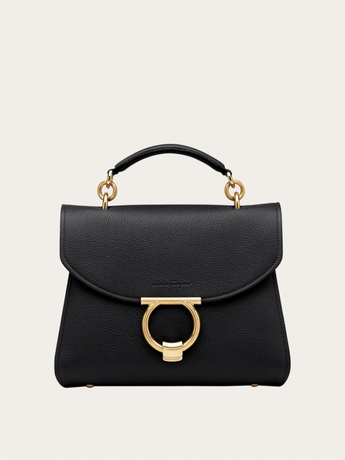 Ferragamo Women's Gancini Top Handle - Black | Quick Ship!