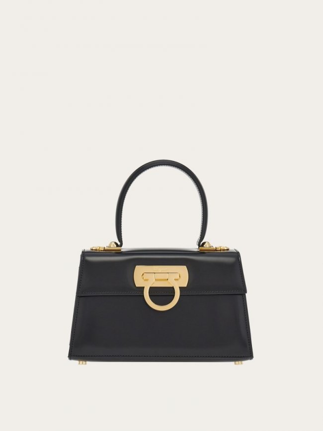 Ferragamo Women's East-West Iconic Top Handle - Black | Quick Ship!