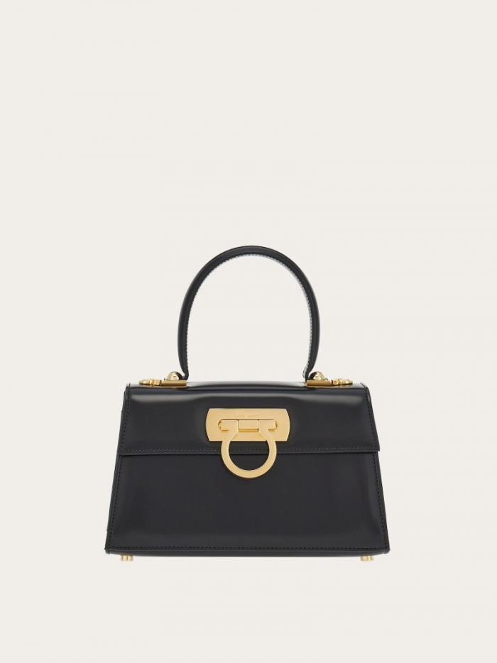 Ferragamo Women's East-West Iconic Top Handle - Black | Quick Ship!
