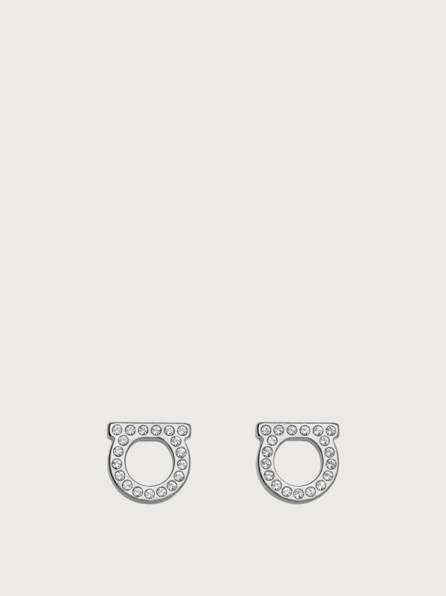 Ferragamo Women's Gancini Crystals Earrings - Palladium (S) | Quick Ship!