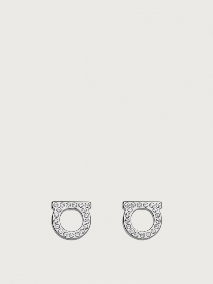 Ferragamo Women's Gancini Crystals Earrings - Palladium (S) | Quick Ship!