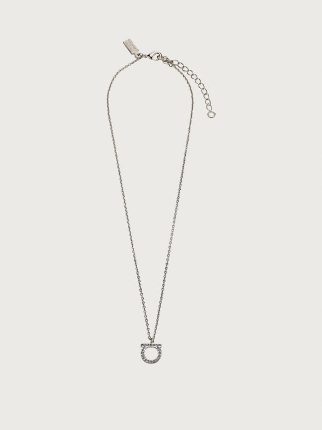 Ferragamo Women's Gancini Crystals Necklace - Silver (L) | Quick Ship!