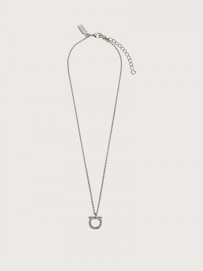 Ferragamo Women's Gancini Crystals Necklace - Silver (L) | Quick Ship!