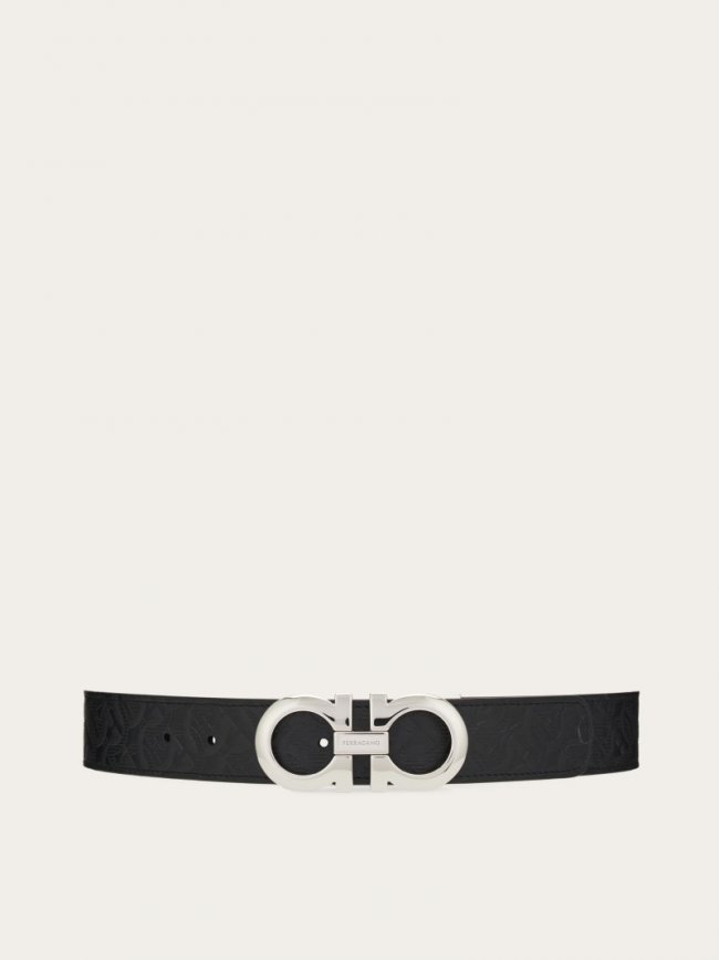 Ferragamo Men's Reversible And Adjustable Gancini Belt - Black | Quick Ship!