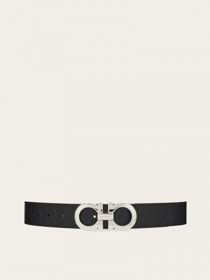 Ferragamo Men's Reversible And Adjustable Gancini Belt - Black | Quick Ship!