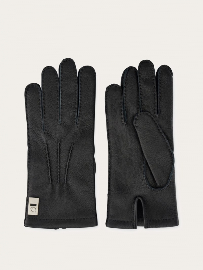 Ferragamo Men's Lined Gloves - Black | Quick Ship!