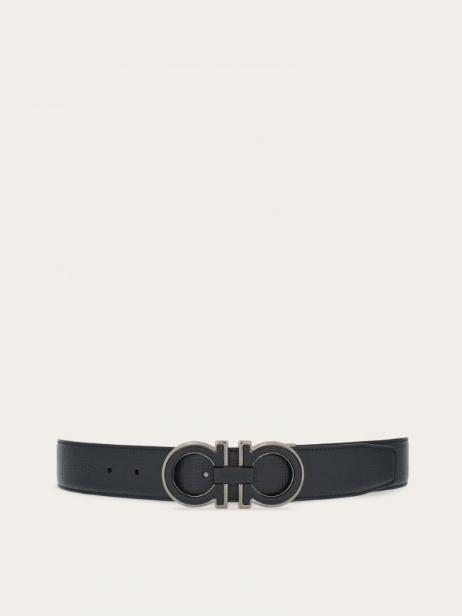 Ferragamo Men's Reversible And Adjustable Gancini Belt - Midnight Blue/Black | Quick Ship!