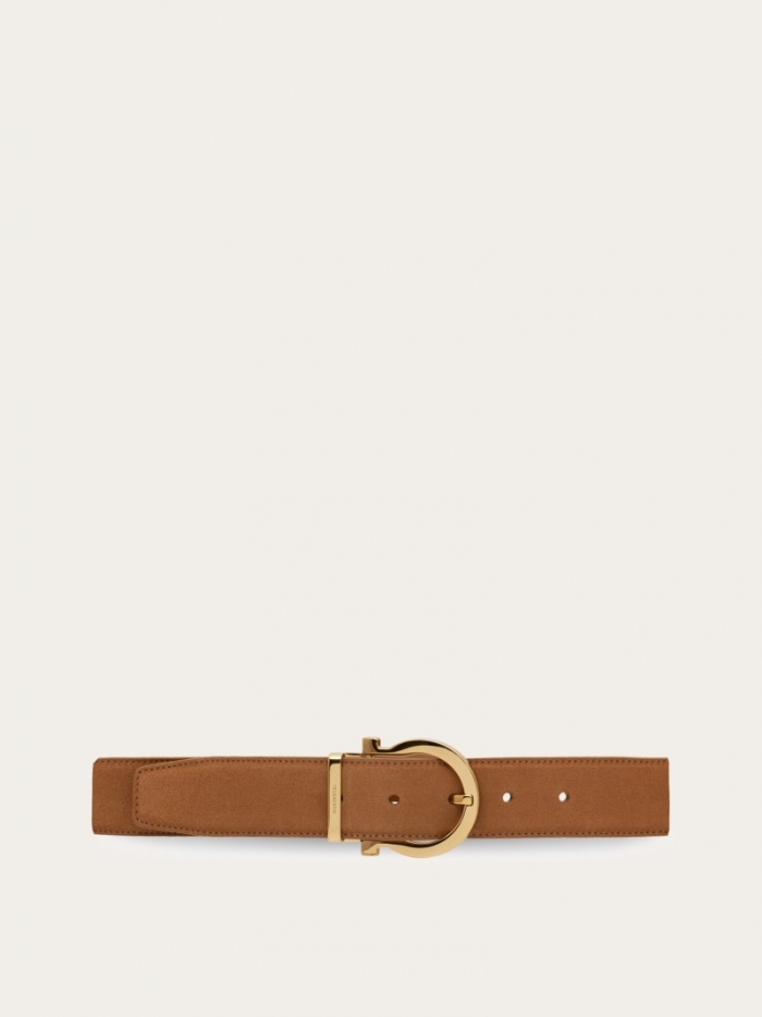 Ferragamo Men's Adjustable Gancini Belt - Light Camel | Quick Ship!