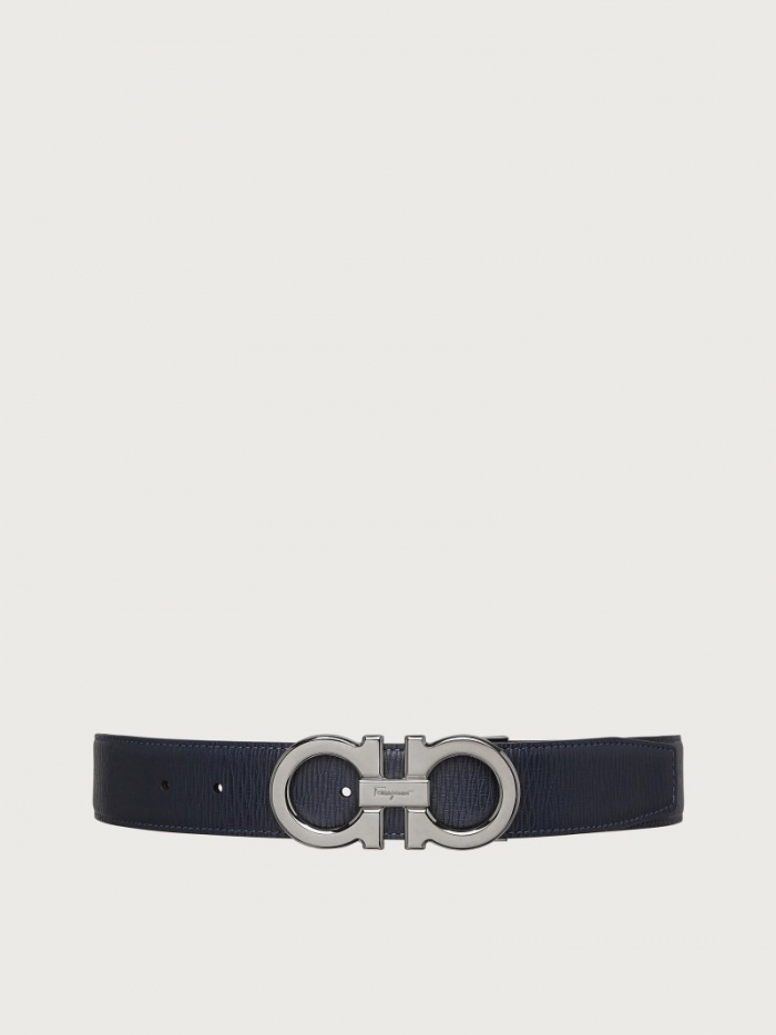 Ferragamo Men's Reversible And Adjustable Gancini Belt - Deep Ocean/Black | Quick Ship!
