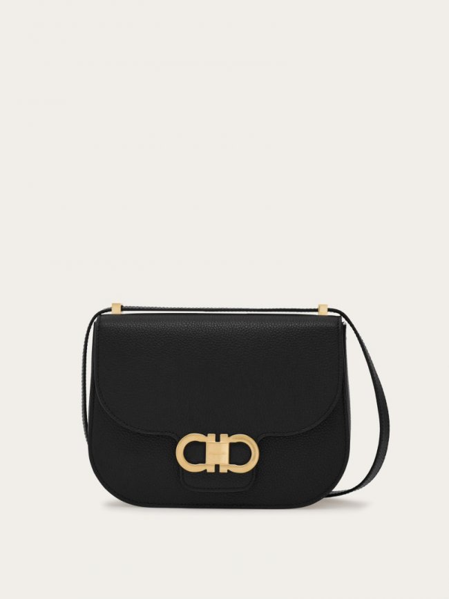 Ferragamo Women's Double Gancini Crossbody Bag - Black | Quick Ship!