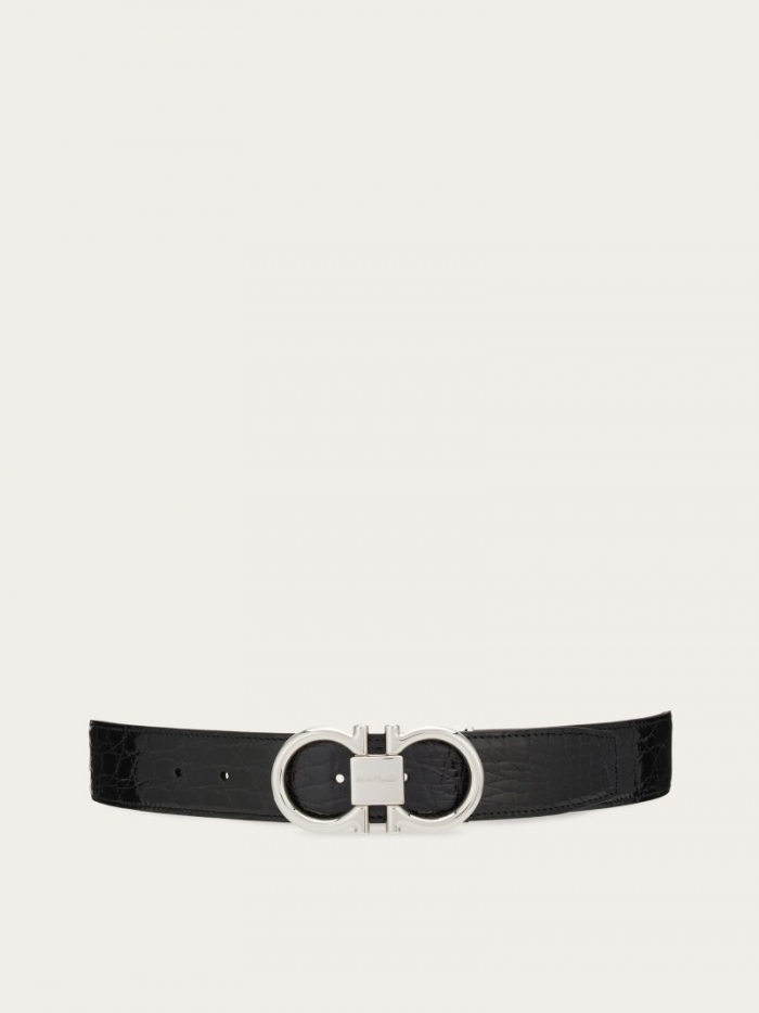 Ferragamo Men's Adjustable Gancini Belt - Black | Quick Ship!