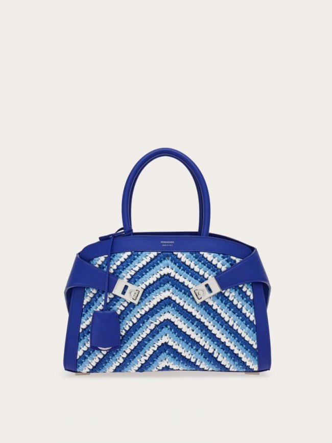 Ferragamo Women's Hug Handbag - White/Lapis Lazuli | Quick Ship!