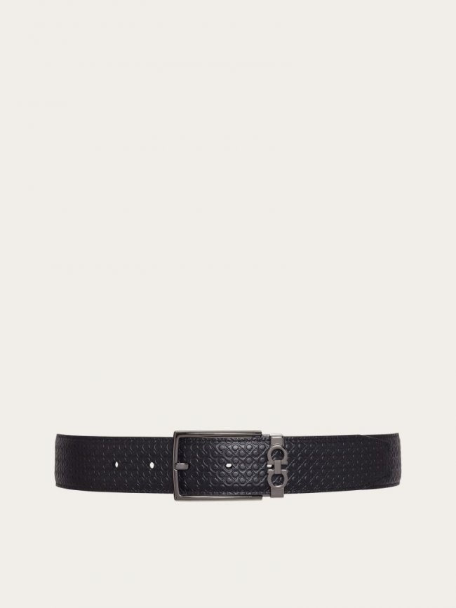 Ferragamo Men's Reversible And Adjustable Gancini Belt - Black | Quick Ship!