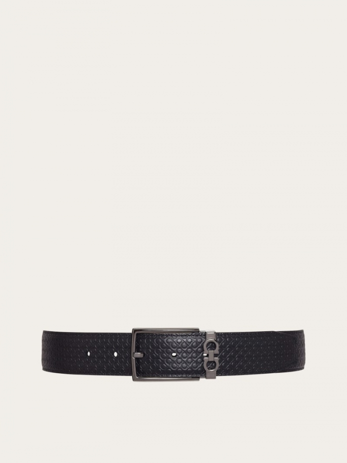 Ferragamo Men's Reversible And Adjustable Gancini Belt - Black | Quick Ship!