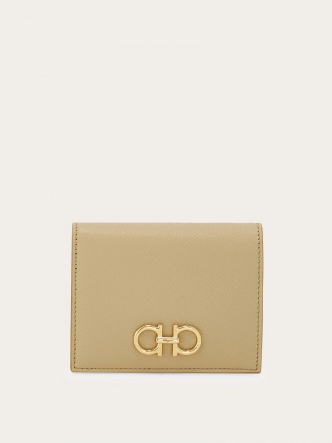 Ferragamo Women's Gancini Compact Wallet - Stone | Quick Ship!