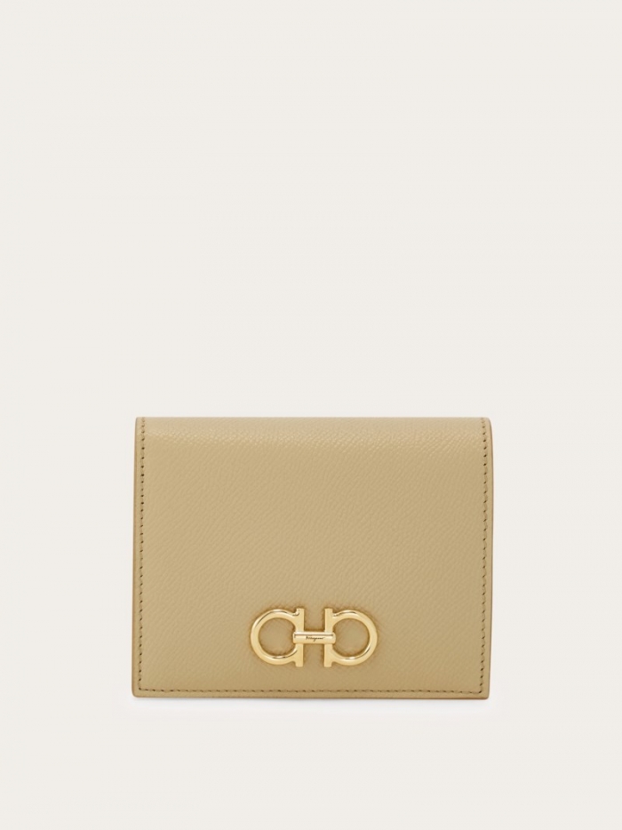 Ferragamo Women's Gancini Compact Wallet - Stone | Quick Ship!
