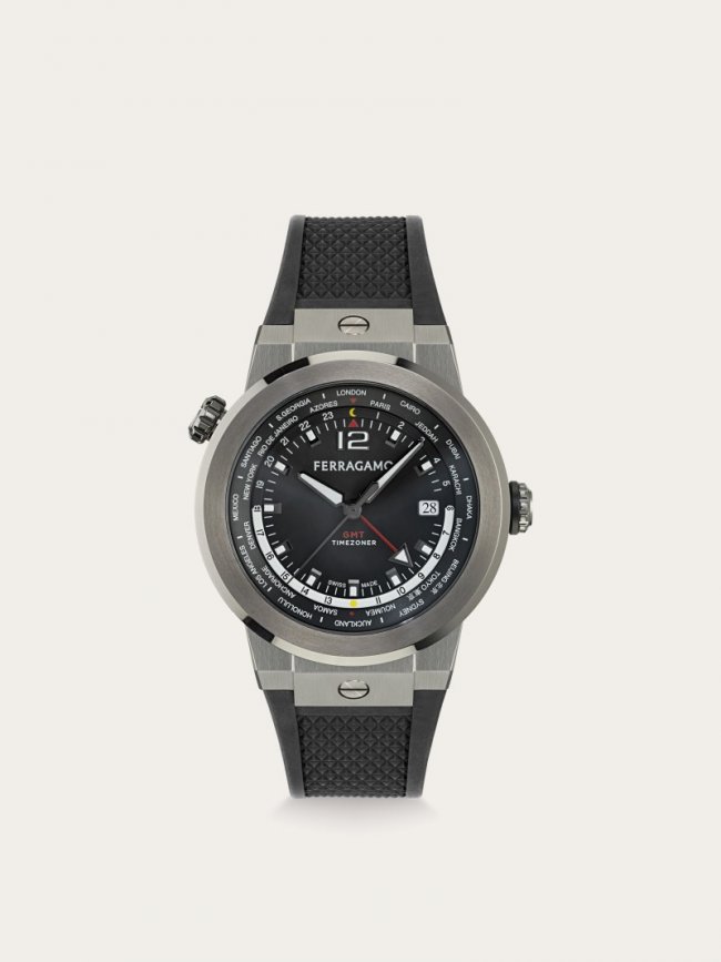 Ferragamo Men's F-80 Gmt Watch - Stainless Steel And Ip Gun/Black | Quick Ship!