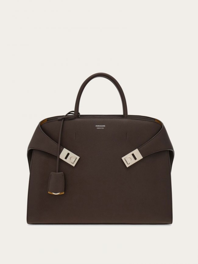 Ferragamo Men's Hug Briefcase - Testa Di Moro | Quick Ship!