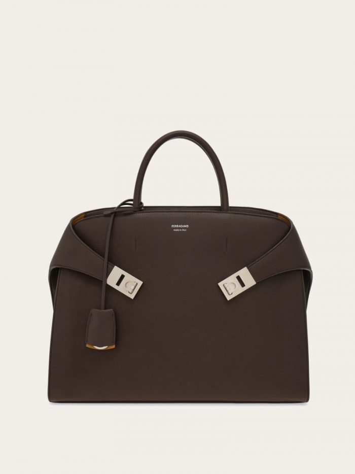 Ferragamo Men's Hug Briefcase - Testa Di Moro | Quick Ship!