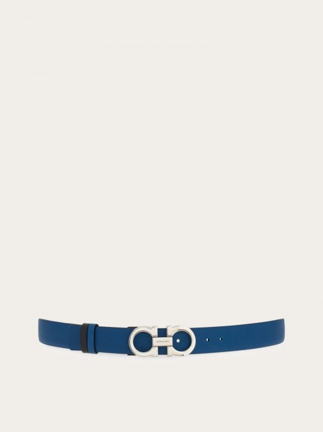 Ferragamo Women's Adjustable And Reversible Gancini Belt - Teal Blue/Black | Quick Ship!