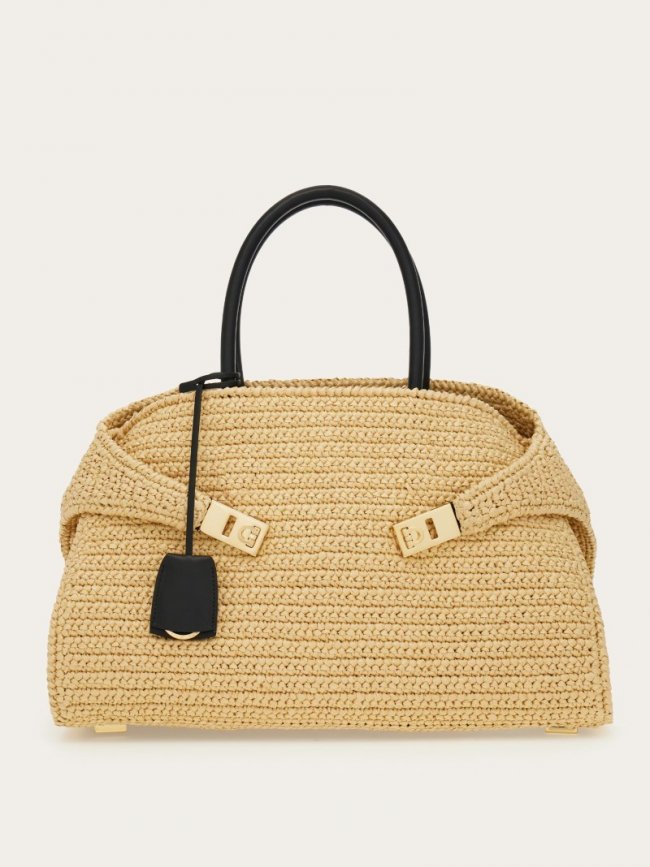 Ferragamo Women's Hug Handbag - Natural/Black | Quick Ship!