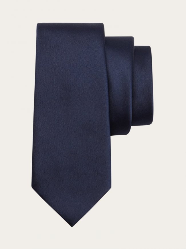 Ferragamo Men's Silk Tie - Midnight Blue | Quick Ship!