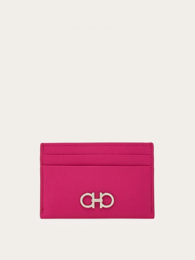 Ferragamo Women's Gancini Credit Card Holder - Cerise Pink | Quick Ship!