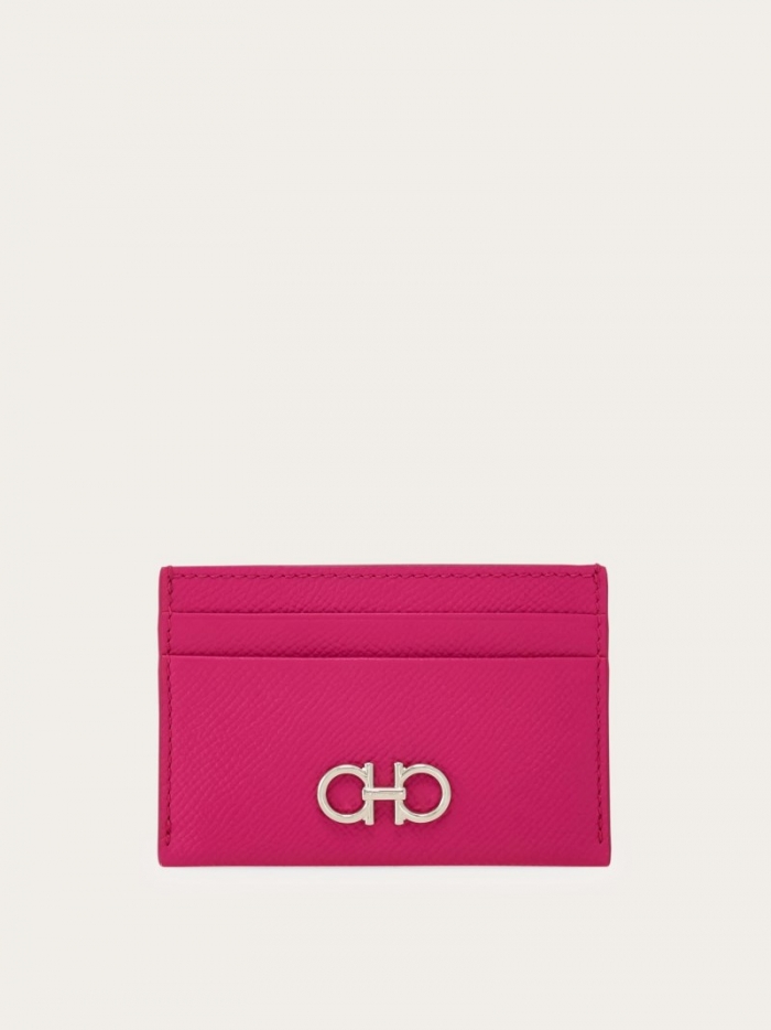 Ferragamo Women's Gancini Credit Card Holder - Cerise Pink | Quick Ship!